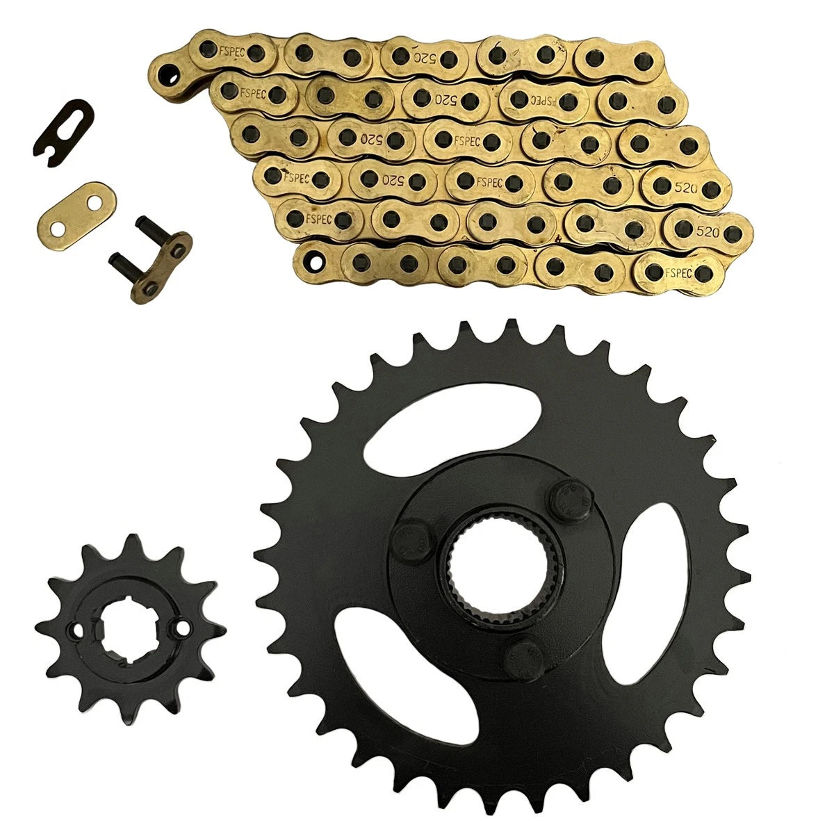 Gold 520x60 Drive Chain & 12/32 Sprockets for Polaris RZR 170 (2009–2016)