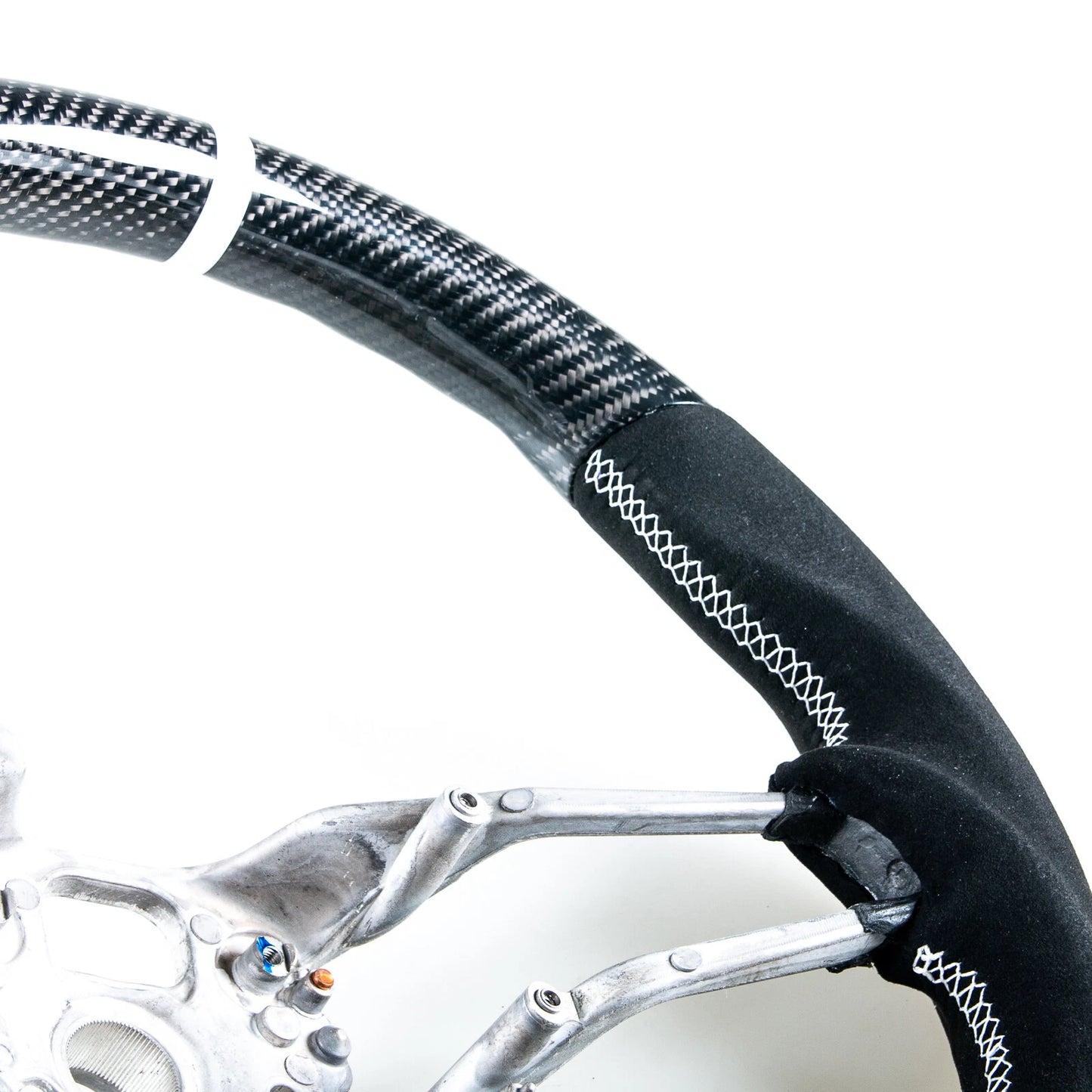 Carbon Suede White Steering Wheel for Porsche 911, 718, Boxster, Cayman, Macan (2016-2023)