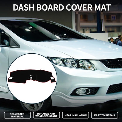 Dashboard Cover Mat for Honda Civic FL5 (2022-2024) Sun Protector Black Red