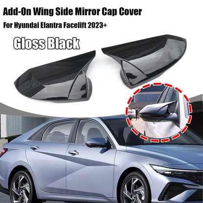 Gloss Black Mirror Cover Cap for Hyundai Elantra (2023–2024)