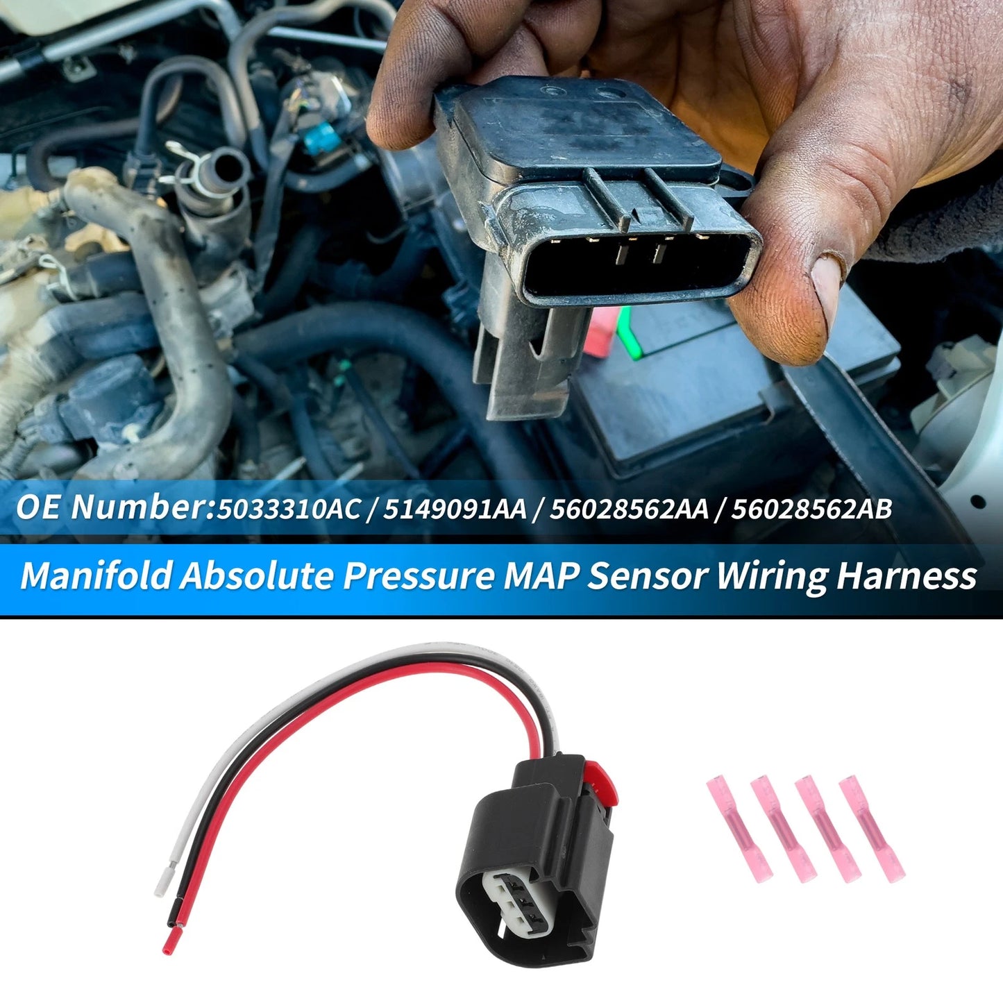 Manifold Pressure Sensor with Connector for Chrysler Dodge (2005-2010)