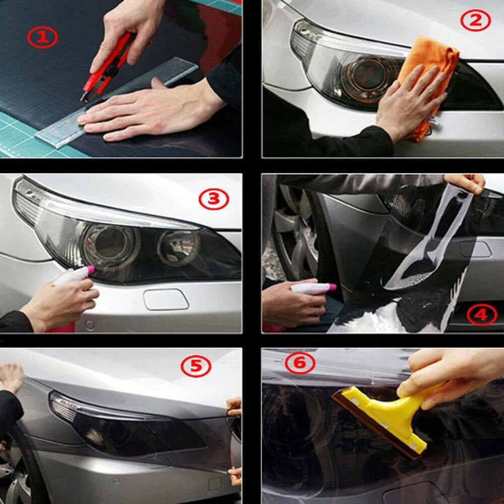 Sticker Headlight Film 1 Roll Taillight 40cm x 150cm Tint Black Smoke Boats
