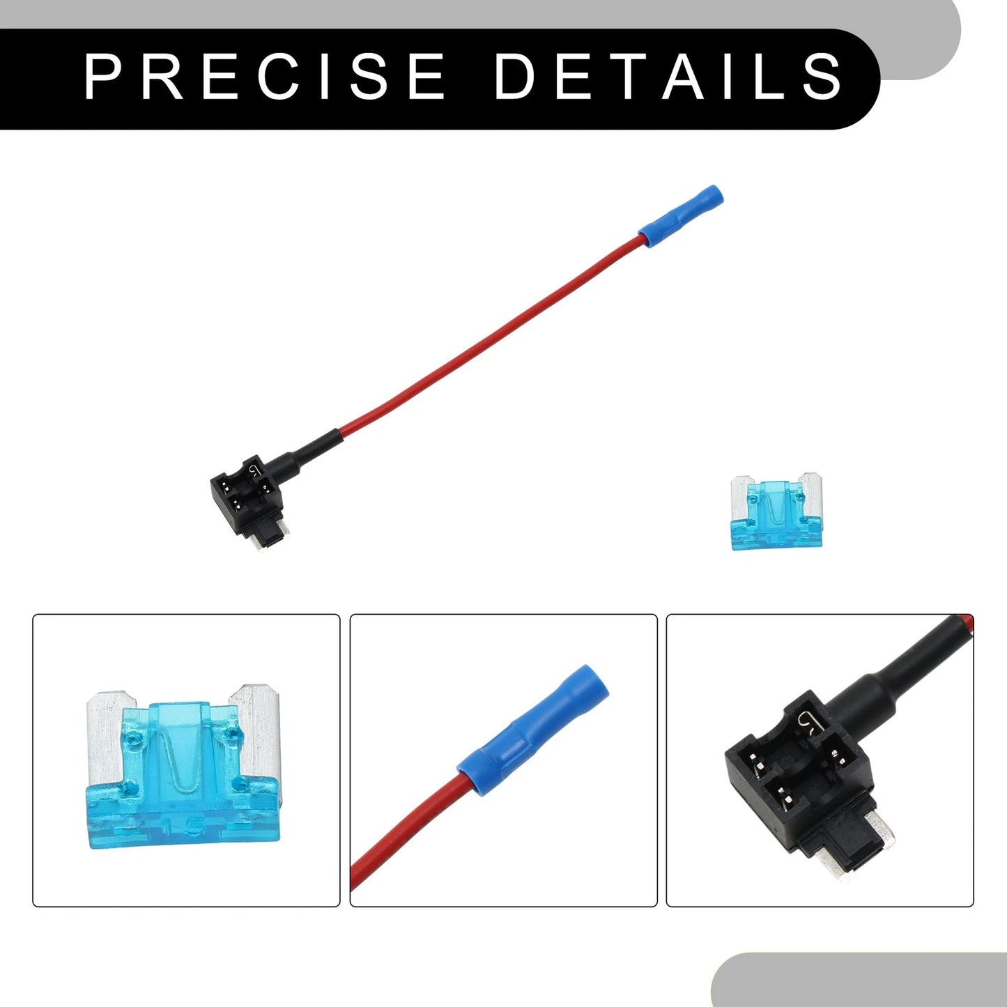 Mini Fuse Tap Adapter w/ 8 10A+15A Blade Fuses for DC 32V