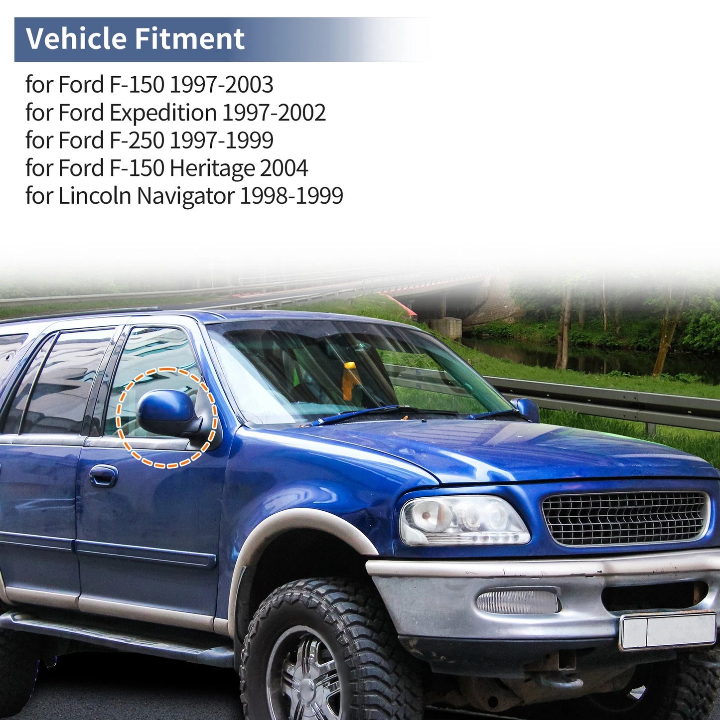 Right Side Mirror Cover Cap for Ford F-150 (1997-2003)