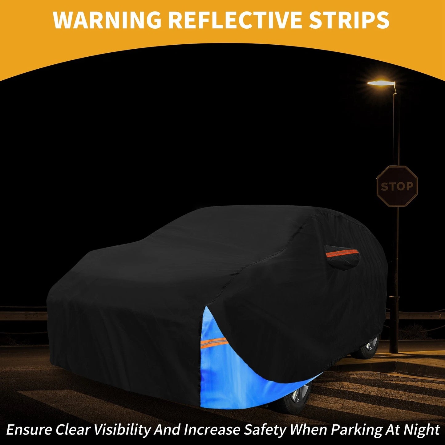Waterproof Car Cover for Tesla Model 3 (2017-2024) Black Blue 210D-PU