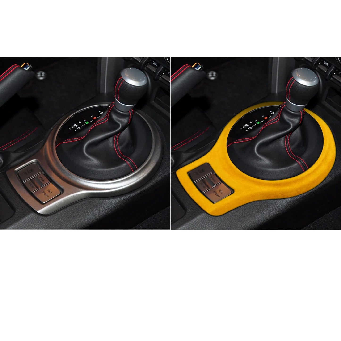 1x Yellow Leather Gear Shift Box Cover for Subaru BRZ, Toyota GT86 (2012-2020)