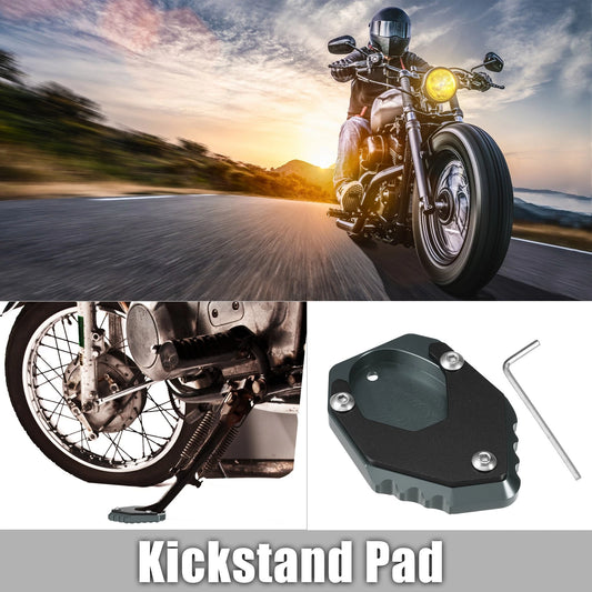 1 Set Aluminum Alloy Motorcycle Kickstand Pad for KAWASAKI Black Silver Tone