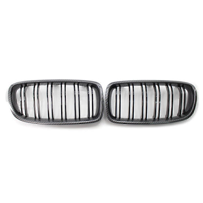 M3 Style Gloss Black Carbon Fiber Look Grilles for BMW F30/31 (2012-2018)
