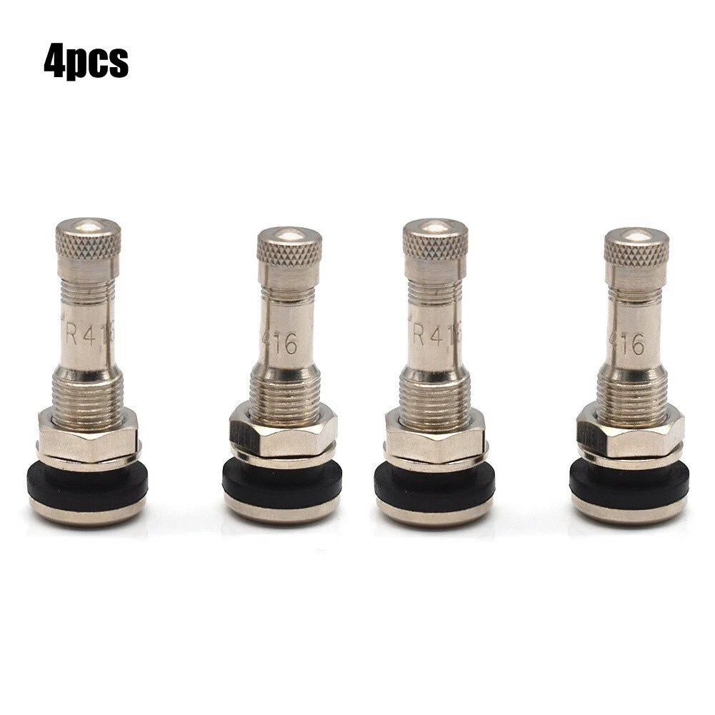 Chrome Metal Tubeless Bolt-On Valve Stem 4 x for Tires
