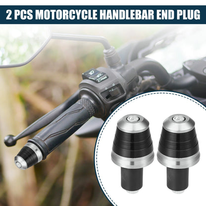 Front 2 x Handlebar End Plug Aluminum Alloy 18-20mm Silver Tone for Motorcycle