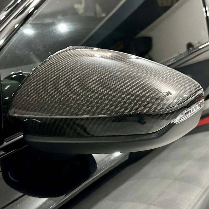 100%Carbon Fiber Add-on Side Mirror Cap for Audi A3 S3 RS3 22-24 w/o Lane Assist