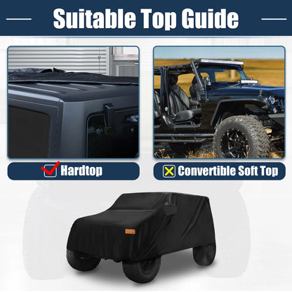 Car Cover with Driver Door Zipper for Jeep Wrangler JK 2 Door (2007-2017)