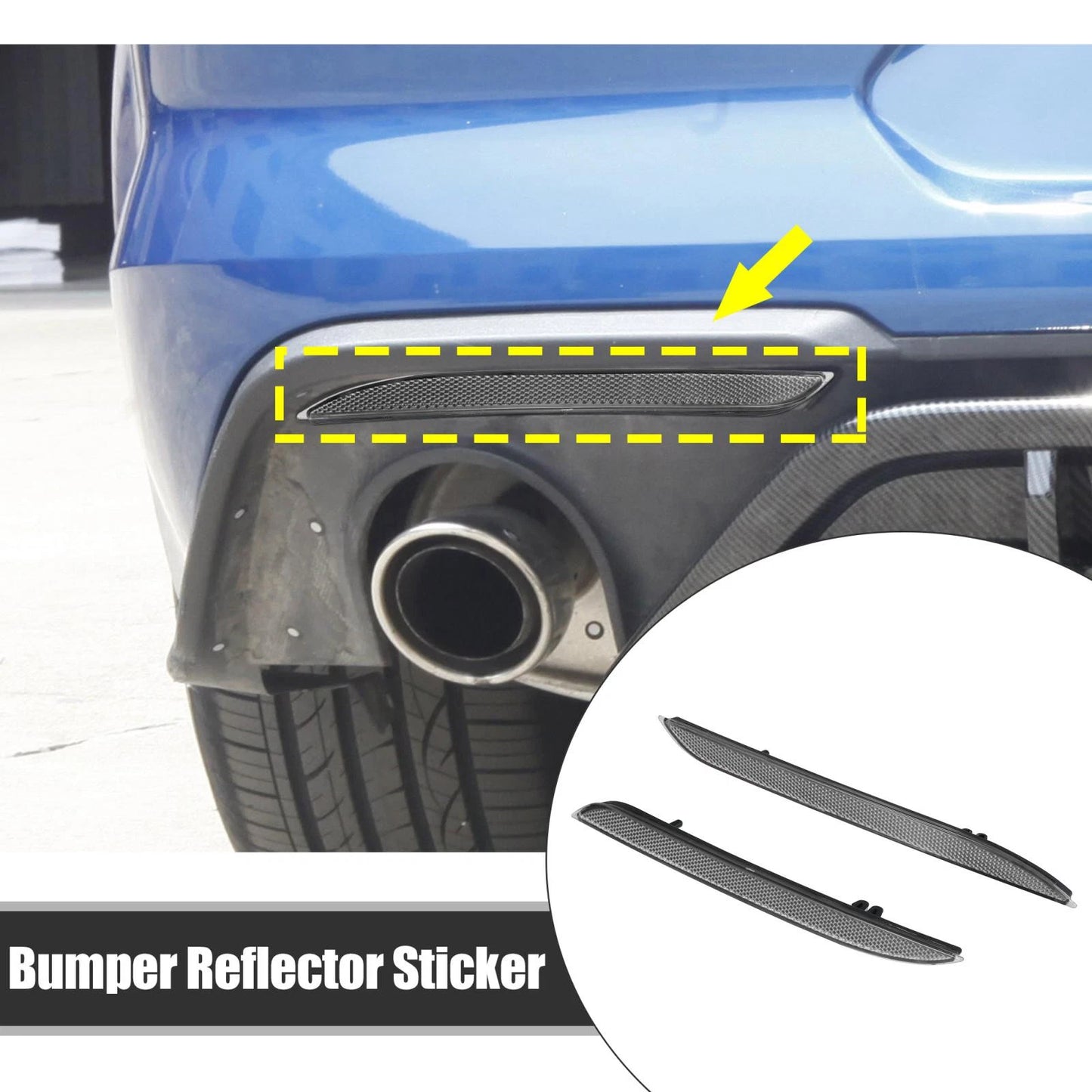 Bumper Reflector Stickers 2 x for Ford Mustang (2015-2023) Smoked Black