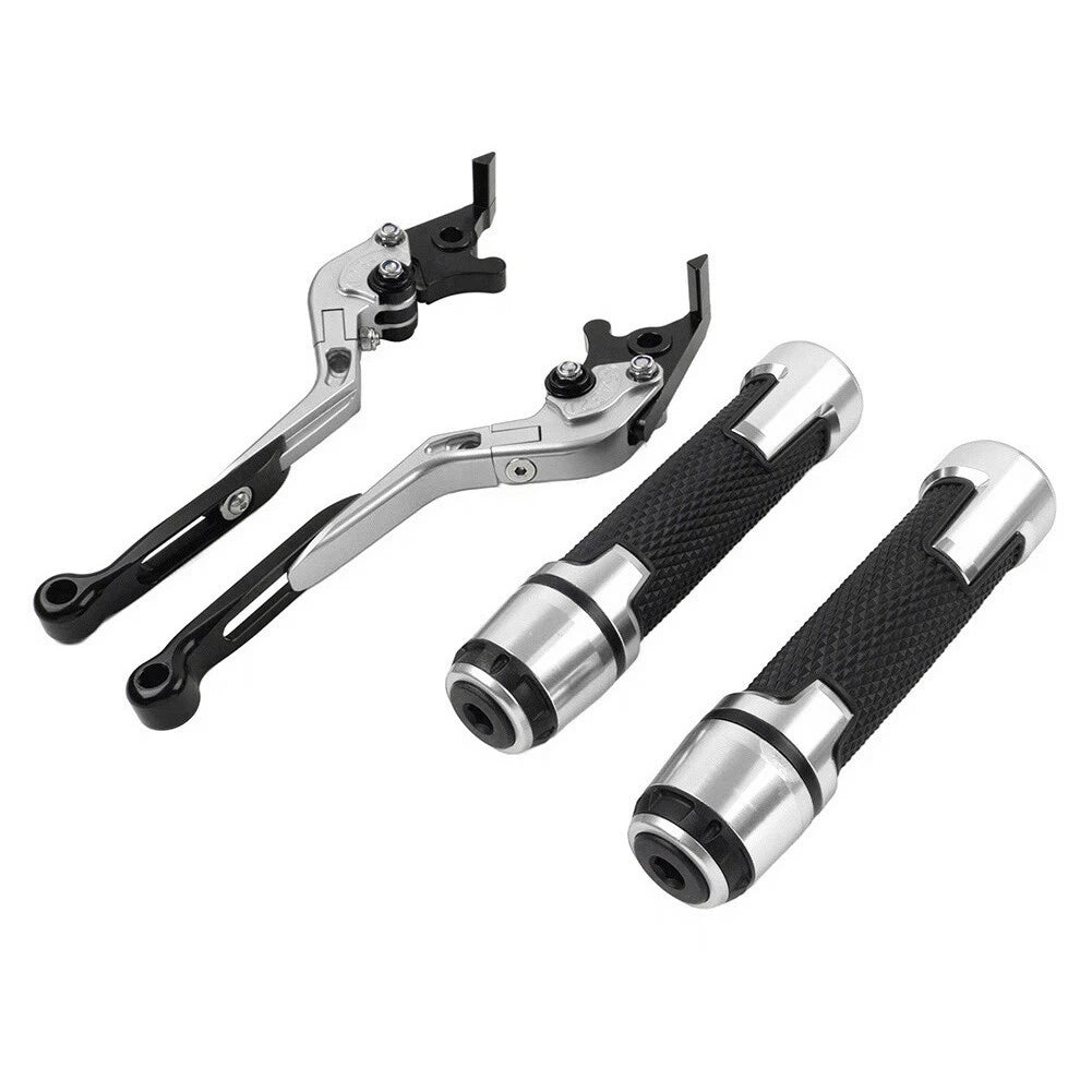 Silver Extendable Brake Clutch Levers Grips Set for Kawasaki ZX14R (2006-2023)