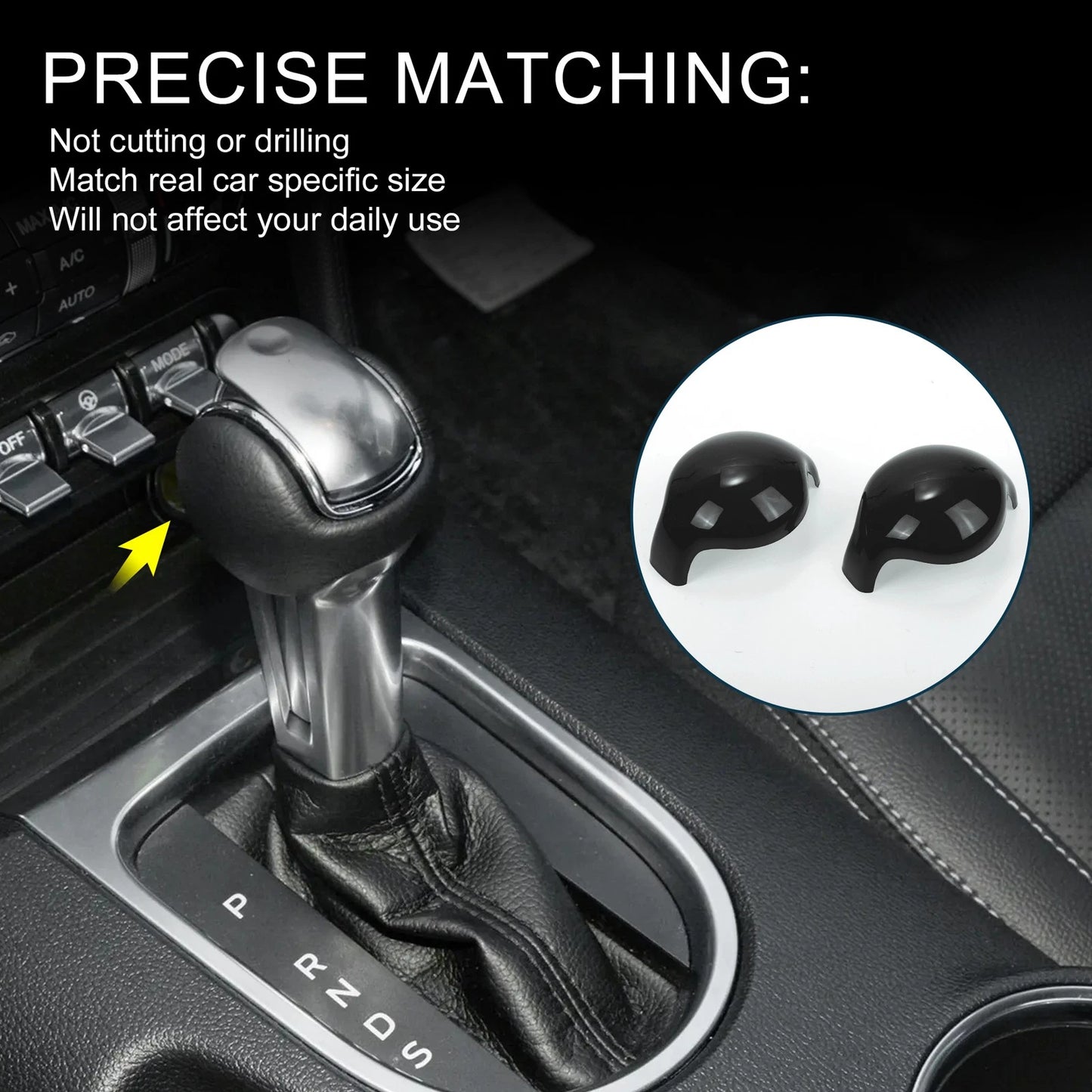 Gear Shift Knob Cover for Ford Mustang 2015-2023 Black Console 1 Set