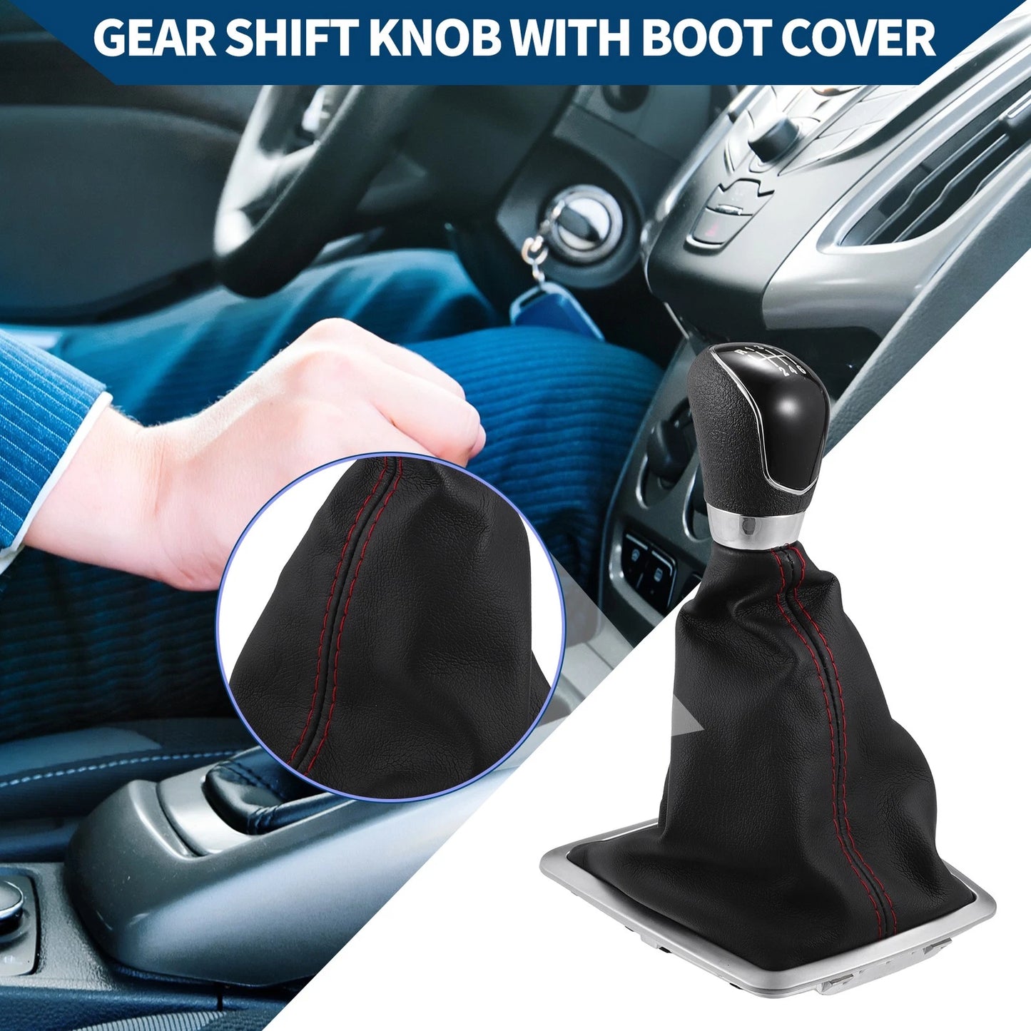 6 Speed Gear Shift Knob & Dust Cover for Ford Focus (2005-2008)