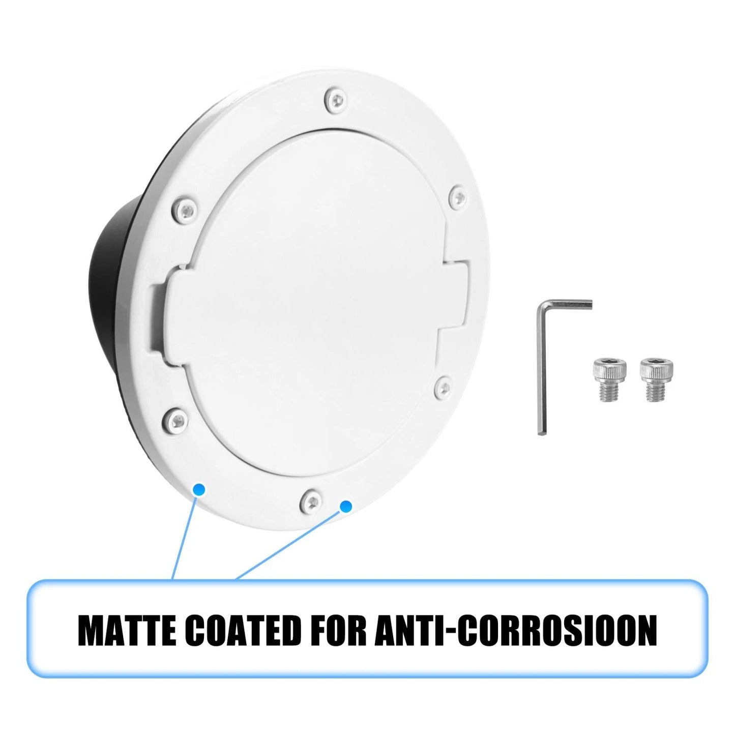 White Aluminum Alloy Gas Fuel Tank Cap Cover for Jeep Wrangler (2007-2018)