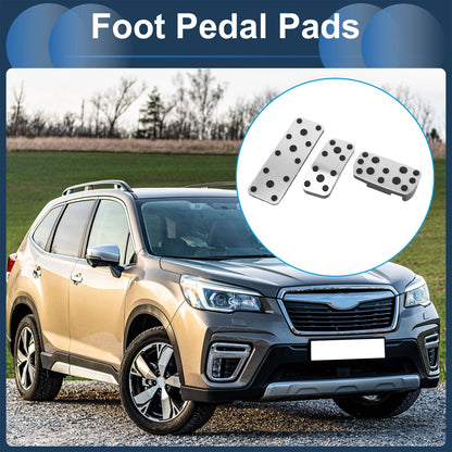 3 x Foot Accelerator Pedal Covers for Subaru Forester (2006-2018) Silver Tone