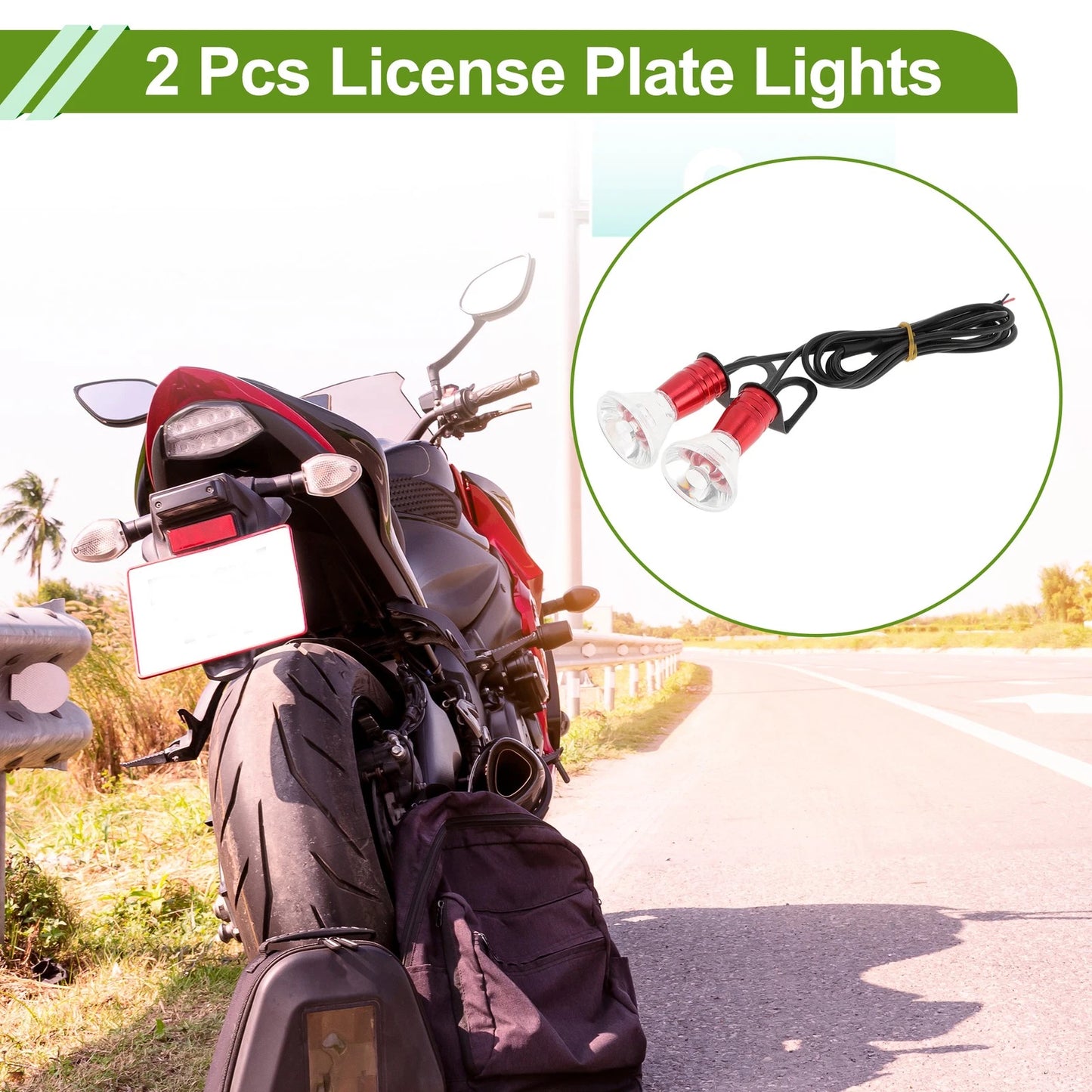 2 x License Plate Light Led Tag Lamp for Car Motorcycle Rainproof Red