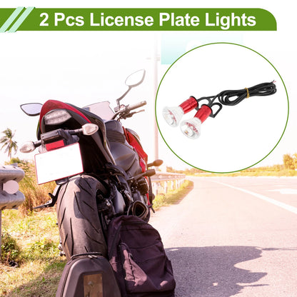 2 x License Plate Light Led Tag Lamp for Car Motorcycle Rainproof Red