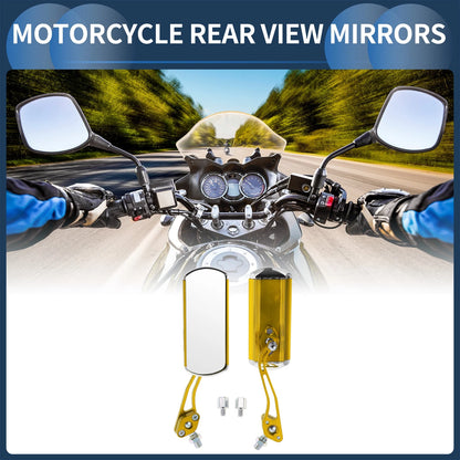 Mirror 1 Set Rear View Mirror Handlebar Gold Tone Metal for Motorcycle