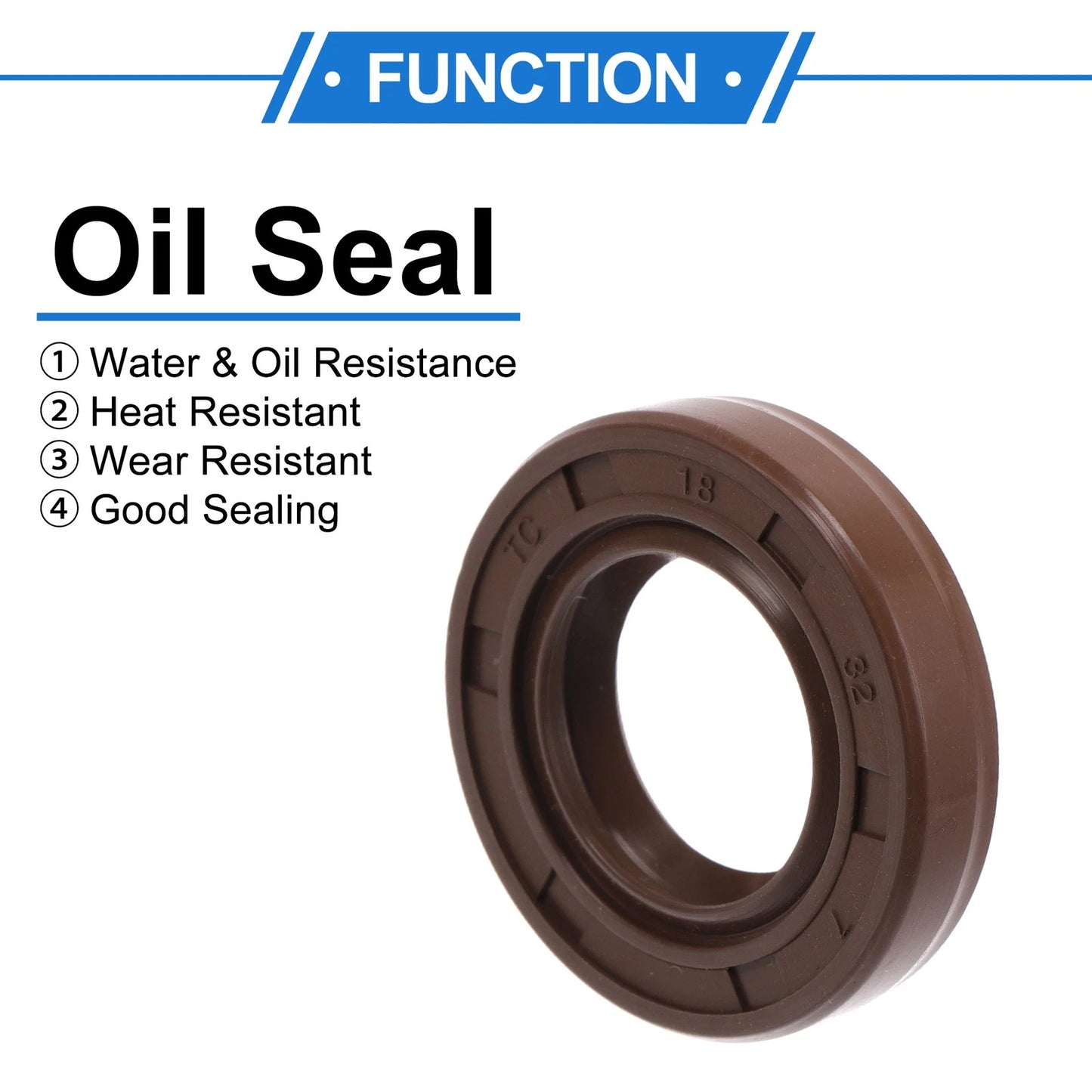 Oil Seal 18x32x7mm Brown 2 x Rotary Shaft Seal FKM Rubber