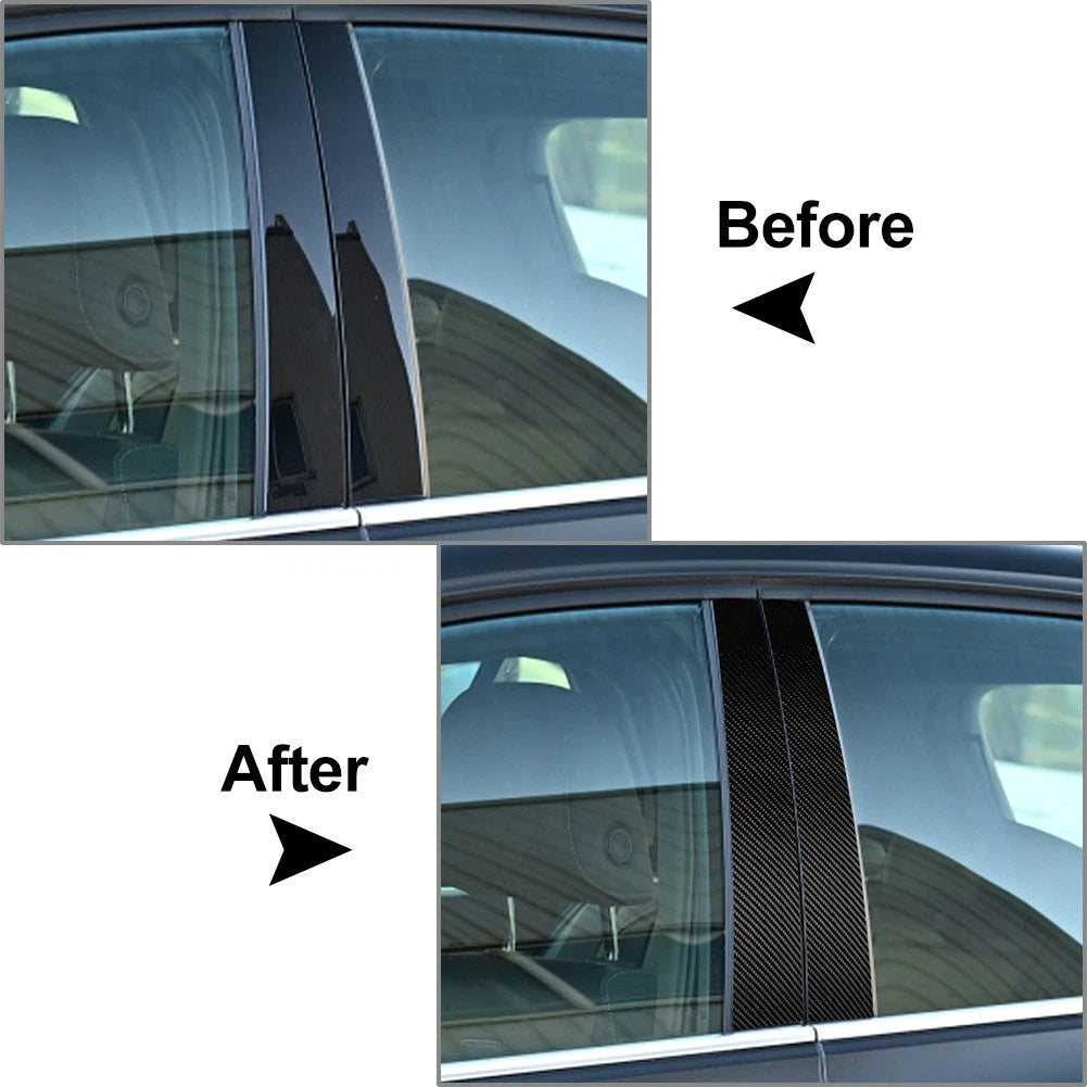 Carbon Fiber Black Window B-Pillars Cover Trim for VW Golf 8 (2021-2023) 4PCS
