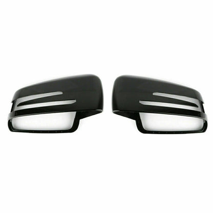 4PC Black Rearview Mirror Covers & Turn Signal Lights for Mercedes W204 W212 W246