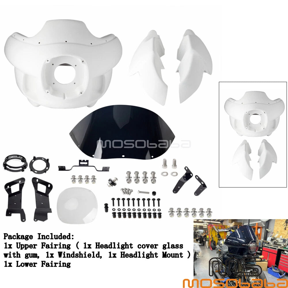 White Front Upper & Lower Fairing Kits for Harley Street Bob 114 (2021-23)