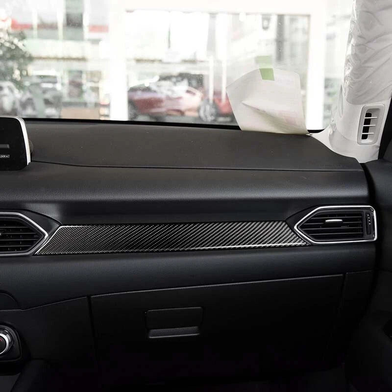 Carbon Fiber Passenger Dashboard Strip Decor Trim Fit For Mazda CX-5 2017-2018