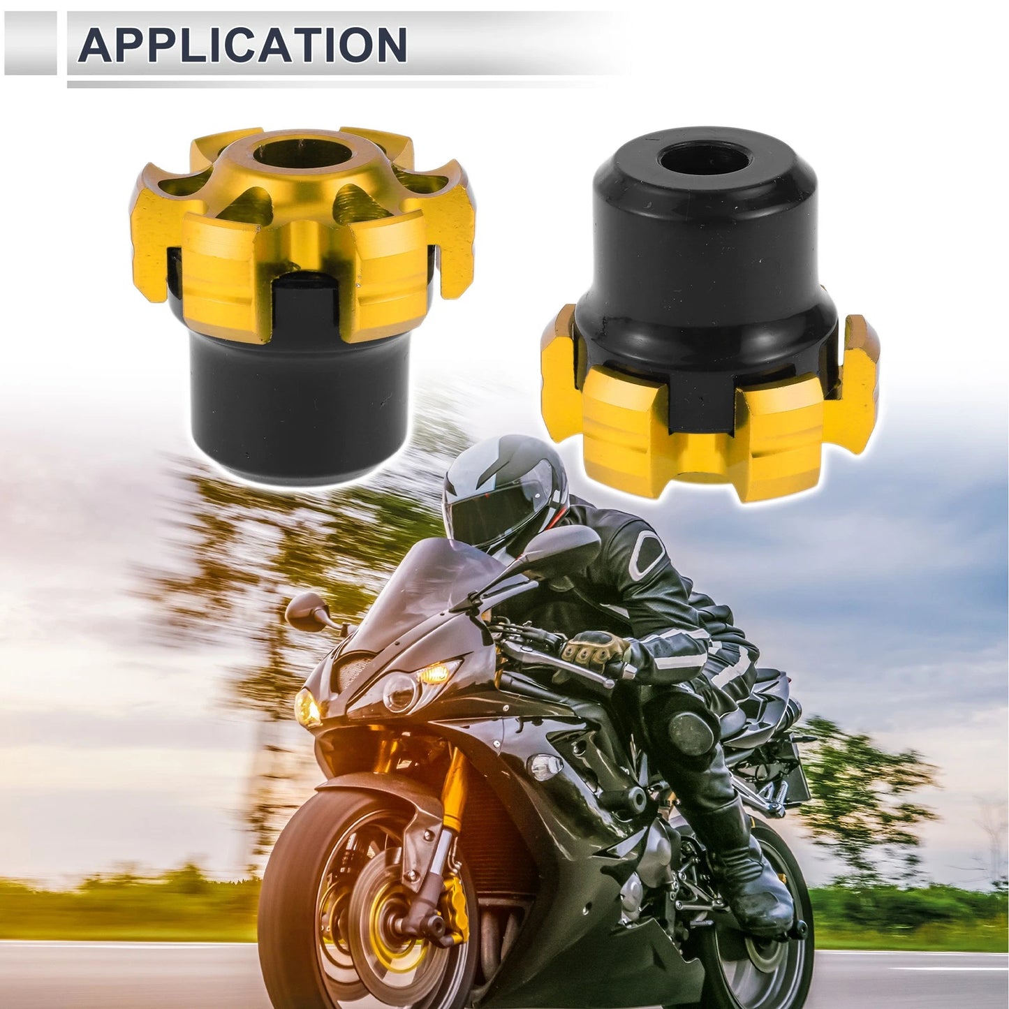 13.5mm Aluminum Alloy Motorcycle Slider Screws Hex Key 1 Set Gold Tone for Motorcycle