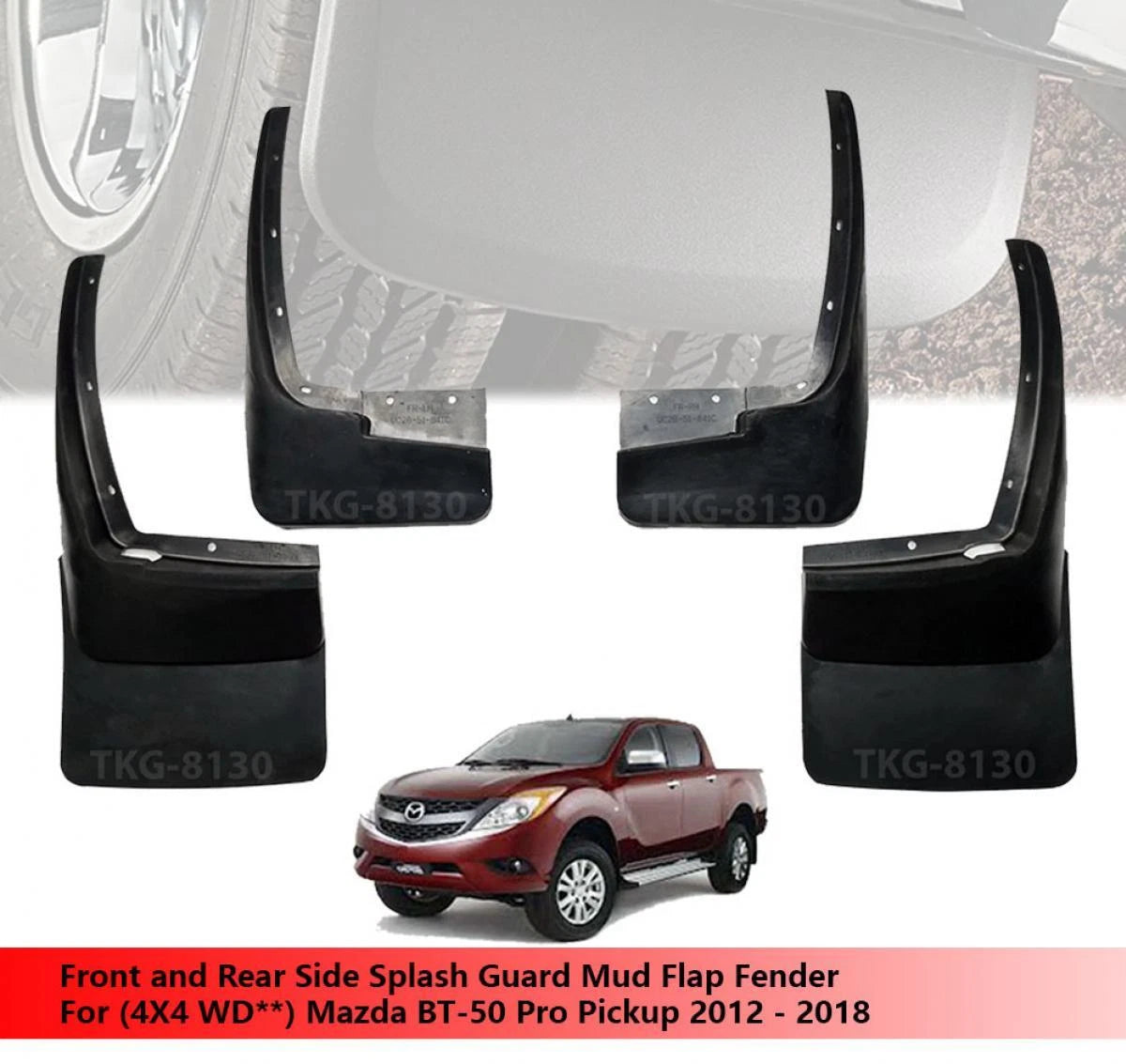 4 x Splash Guards for Mazda BT-50 BT50 Pro Ute(2012-2018)