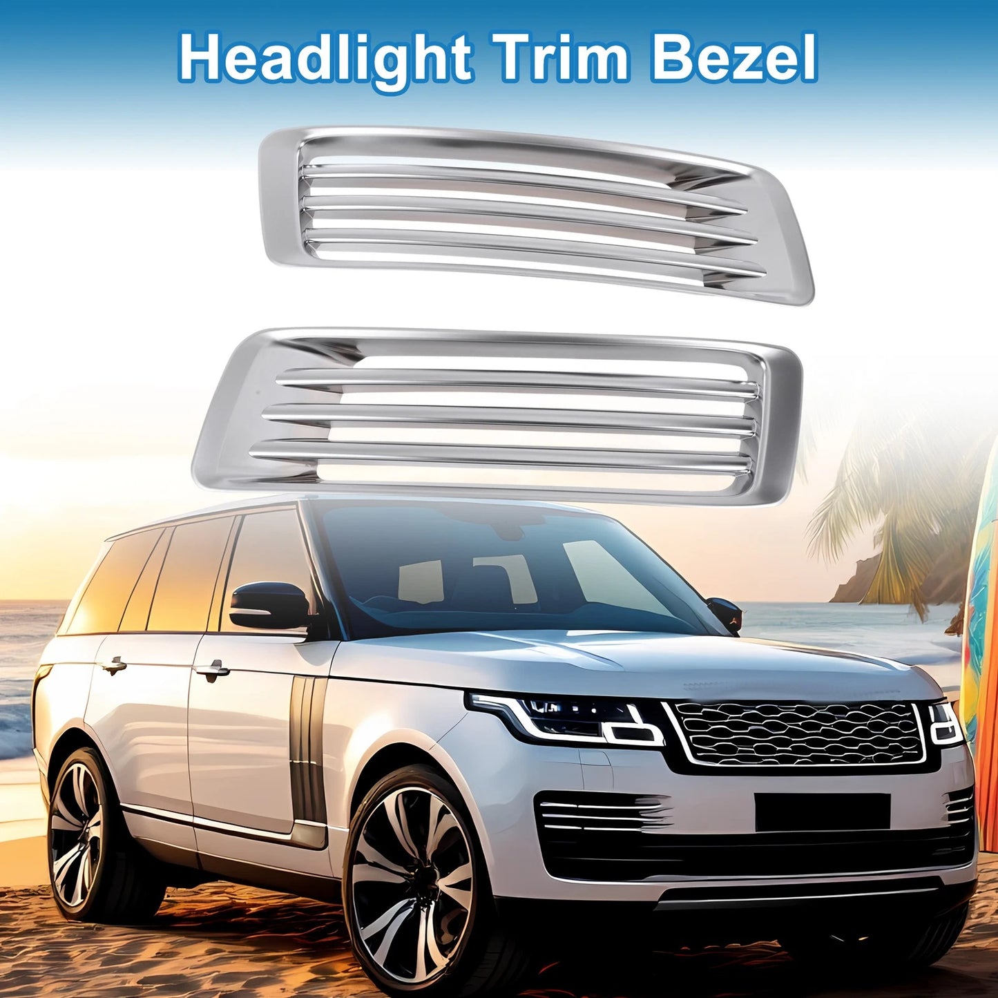 Car Front Left & Right Headlight Trim Bezels for Land Rover Vogue (2013-2021)