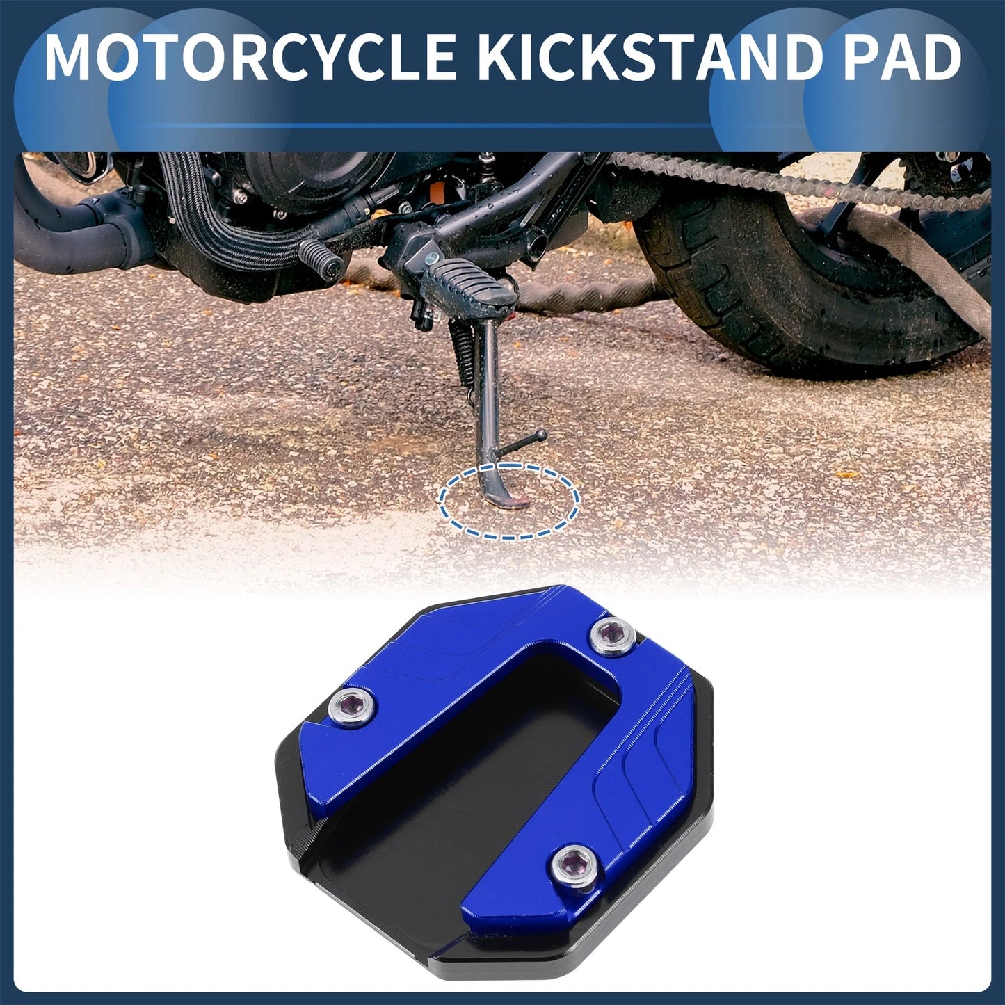 Kickstand Pad 1 Aluminum Alloy Blue for Motorcycle