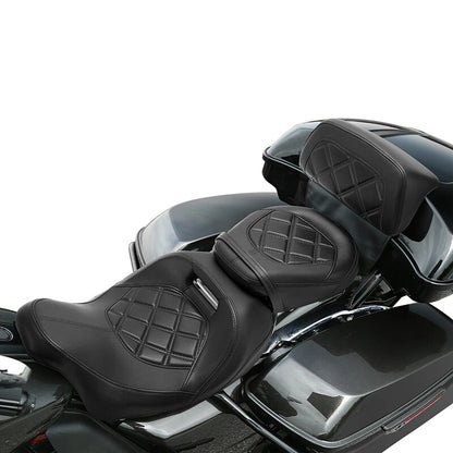 Driver & Passenger Seat & Backrest for Harley CVO Road Glide (2014-2023) Black