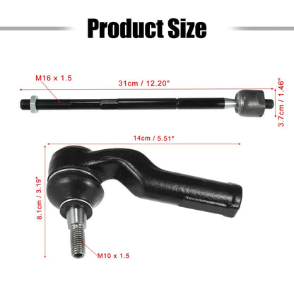 4pcs Front Inner Outer Tie Rods for Ford Focus, C-Max, Escape (2012-2017)