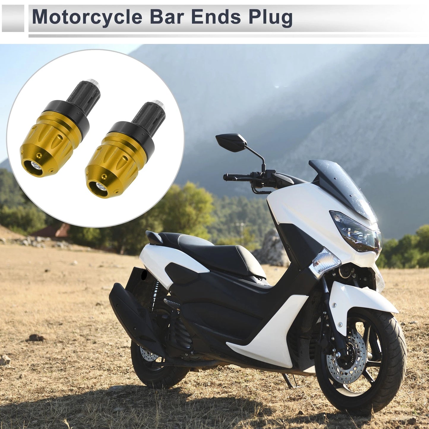2 x Bar Ends Plug Aluminum Alloy for 7/8" 22mm Gold Tone for Motorcycle