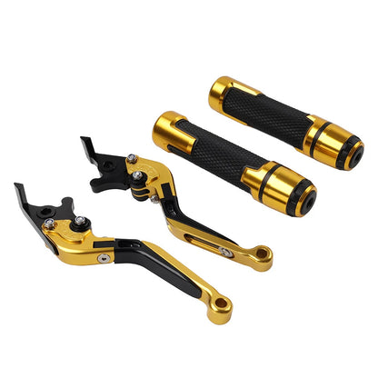 Gold Extendable Brake Clutch Levers & Handlebar Grips for Aprilia Tuono V4