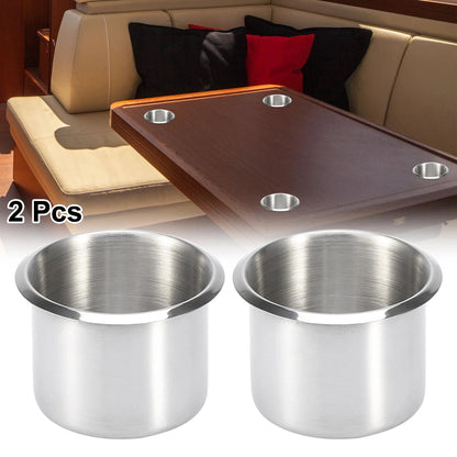 2pcs Stainless Steel Universal Cup Drink Holder SilverTone for Marine Boats RVs