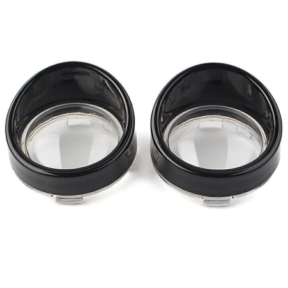 Clear Turn Signal Light Lens with Black Bezels for Harley Davidson Softail