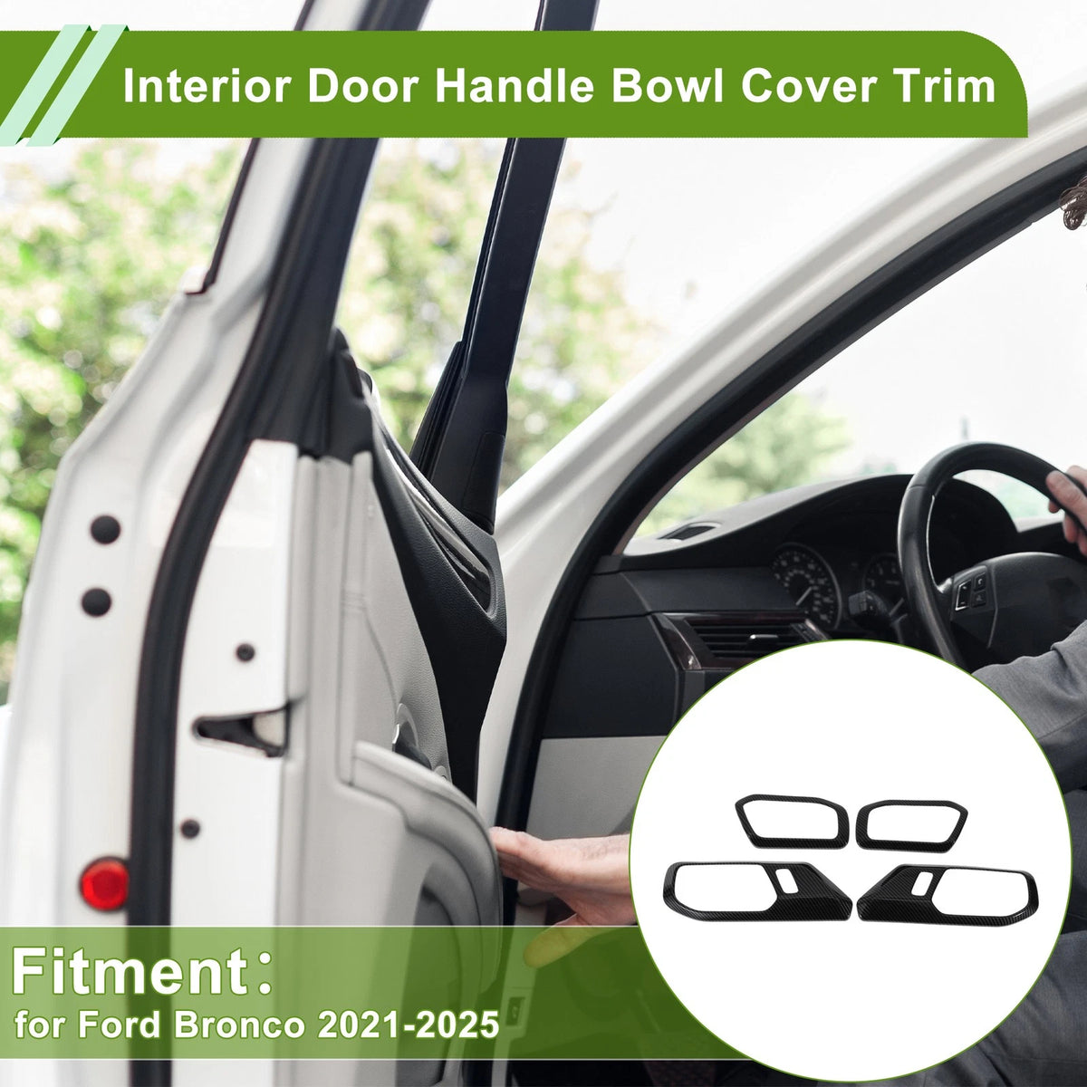 Interior Door Handle Bowl Cover Trim for Ford Bronco (2021-2025) - 4 Pcs