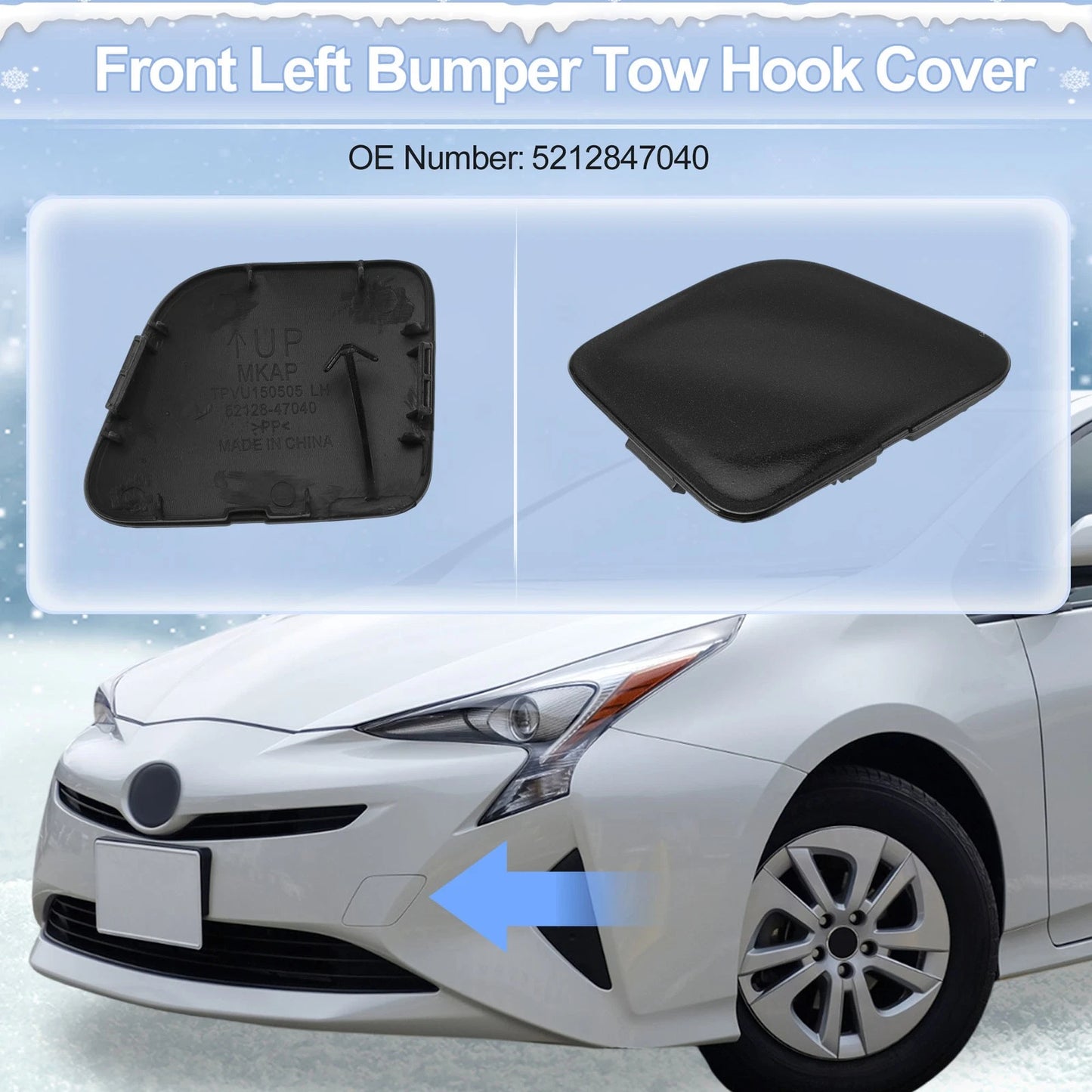 Left Front Car Tow Hook Cover Cap for Toyota Yaris LE (2017–2019)