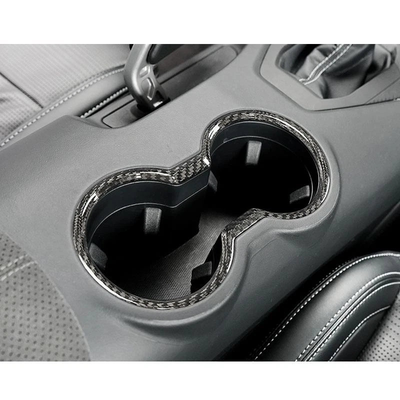 Carbon Fiber Console Water Cup Holder Panel Trim for Ford Mustang 2024