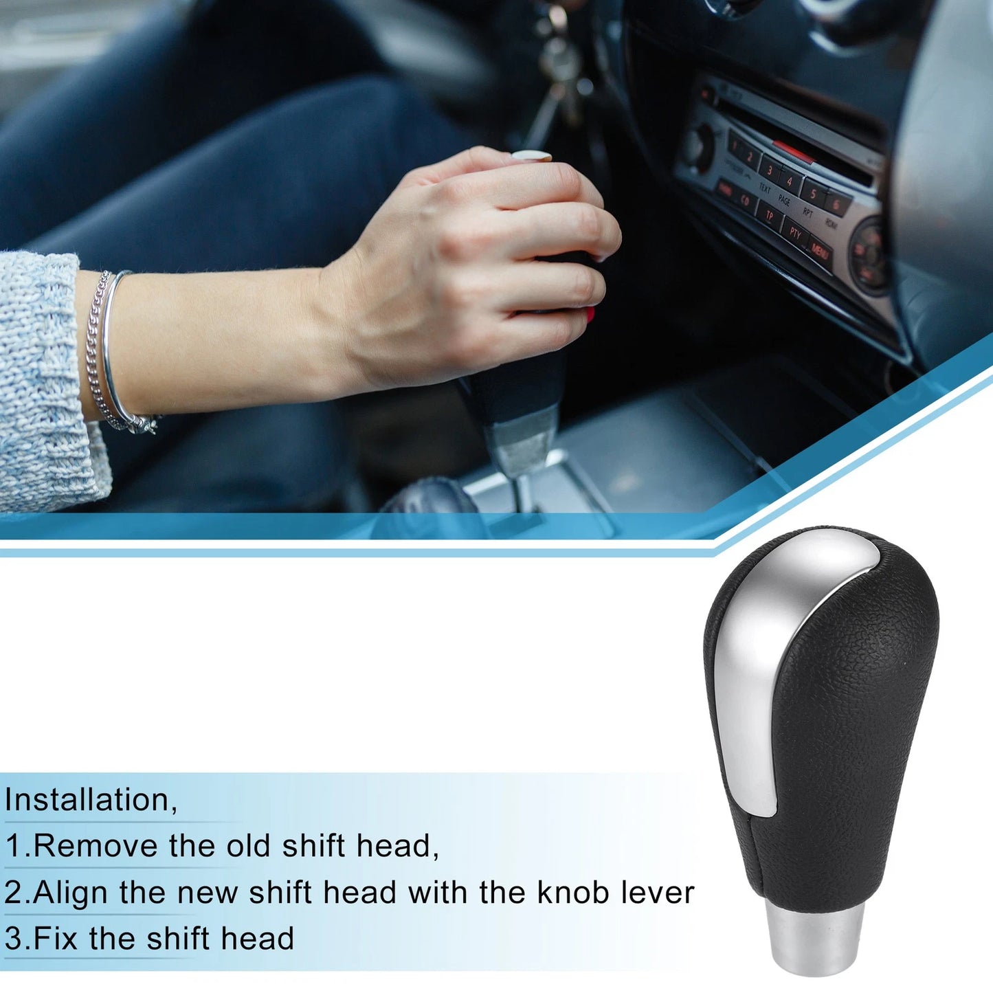 Matte Silver Tone Automatic Transmission Gear Shift Knob for Mazda 3 (2009-2016)
