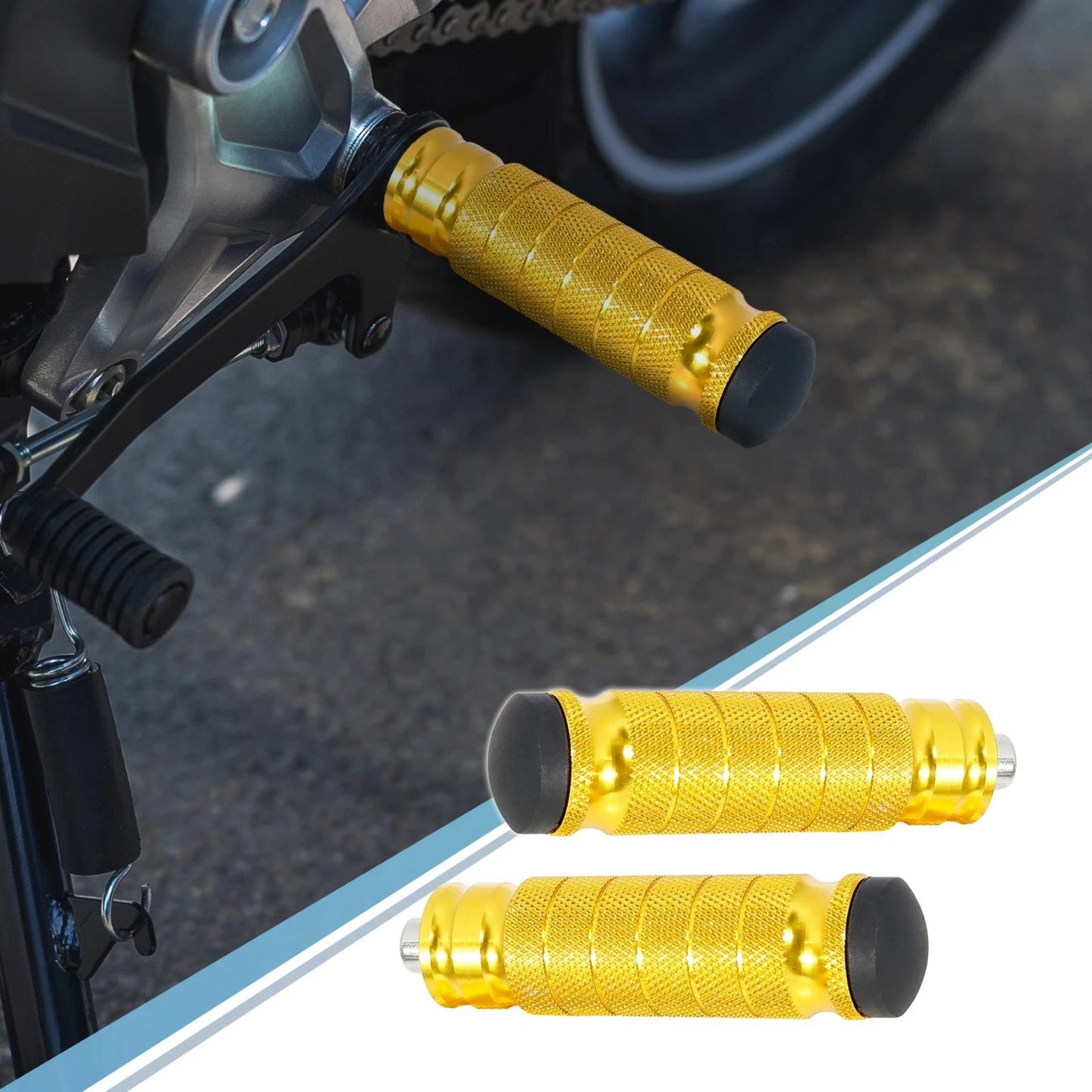 Pair / 6mm Aluminum Rearset Footpeg Gold Tone for Aolly Motorcycle