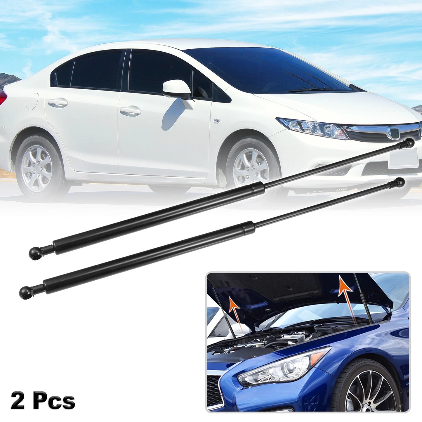 2 x Front Hood Lift Supports for Honda Civic 9th FB/FG (2011-2016)