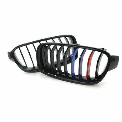 Gloss Black & M Color Kidney Grille Cover Trim for BMW 3-Series F30/F31/F35 (12-18)