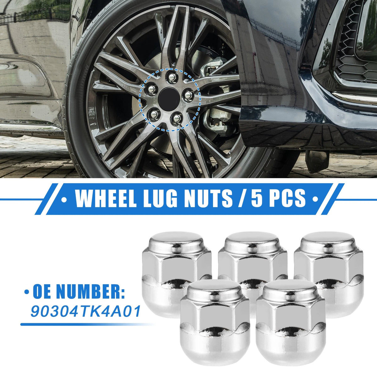 5 x Wheel Lug Nuts M14x1.5 for Honda Odyssey, Pilot (2005-2023)
