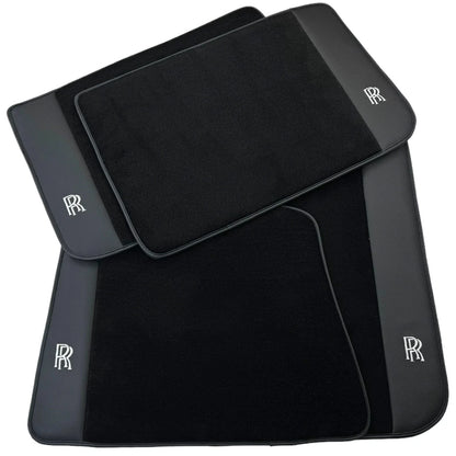 Black Floor Mats for Rolls Royce Dawn (2016-2023) 2 x Black Leather by AutoWin
