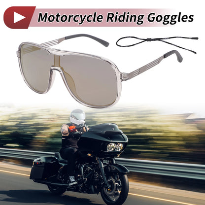 Set Motorcycle Riding Goggles Gold Tone Lens Gray Frame UV400 for Motorcycle